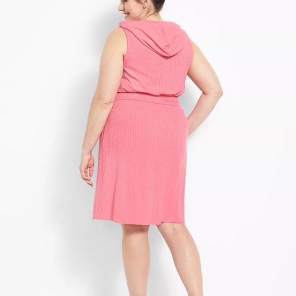 LIVI LANE BRYANT Pink Flame Sleeveless Hooded Ribbed Dress NWT / Plus 38 - 40 - Picture 8 of 16